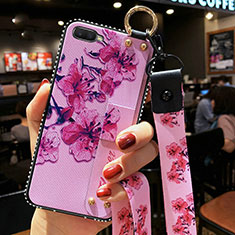 Silicone Candy Rubber Gel Flowers Soft Case Cover S04 for Oppo K1 Purple