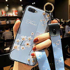 Silicone Candy Rubber Gel Flowers Soft Case Cover S04 for Oppo K1 Sky Blue