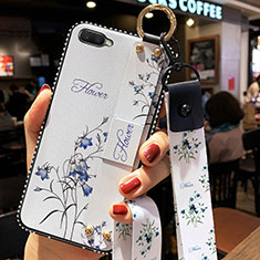 Silicone Candy Rubber Gel Flowers Soft Case Cover S04 for Oppo K1 White