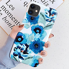 Silicone Candy Rubber Gel Flowers Soft Case Cover S05 for Apple iPhone 11 Blue
