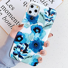 Silicone Candy Rubber Gel Flowers Soft Case Cover S05 for Apple iPhone 11 Pro Max Blue