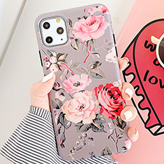 Silicone Candy Rubber Gel Flowers Soft Case Cover S07 for Apple iPhone 11 Pro Max Rose Gold