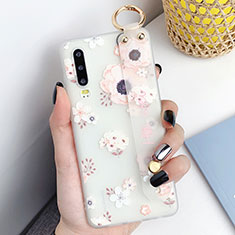 Silicone Candy Rubber Gel Flowers Soft Case Cover S07 for Huawei P30 Pink