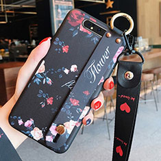 Silicone Candy Rubber Gel Flowers Soft Case Cover S07 for Samsung Galaxy A80 Black