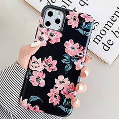 Silicone Candy Rubber Gel Flowers Soft Case Cover S08 for Apple iPhone 11 Pro Black