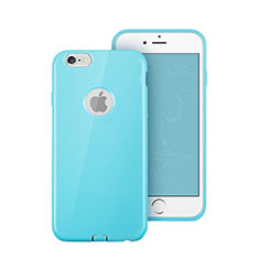 Silicone Candy Rubber Gel Soft Case With Hole for Apple iPhone 6 Plus Sky Blue