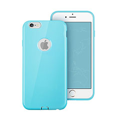 Silicone Candy Rubber Gel Soft Case With Hole for Apple iPhone 6 Sky Blue