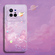 Silicone Candy Rubber Gel Starry Sky Soft Case Cover S01 for Vivo X80 5G Clove Purple
