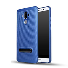 Silicone Candy Rubber Gel Twill Soft Case with Stand for Huawei Mate 9 Blue