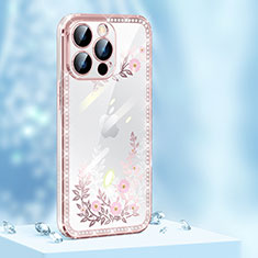 Silicone Candy Rubber TPU Bling-Bling Soft Case Cover AT1 for Apple iPhone 13 Pro Max Rose Gold