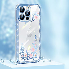 Silicone Candy Rubber TPU Bling-Bling Soft Case Cover AT1 for Apple iPhone 14 Pro Max Blue