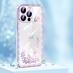 Silicone Candy Rubber TPU Bling-Bling Soft Case Cover AT1 for Apple iPhone 14 Pro Purple