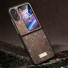 Silicone Candy Rubber TPU Bling-Bling Soft Case Cover LD1 for Oppo Find N2 Flip 5G Brown