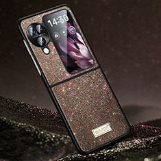 Silicone Candy Rubber TPU Bling-Bling Soft Case Cover LD1 for Oppo Find N3 Flip 5G Brown