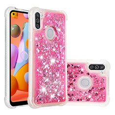 Silicone Candy Rubber TPU Bling-Bling Soft Case Cover S01 for Samsung Galaxy A11 Hot Pink