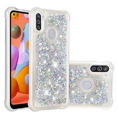 Silicone Candy Rubber TPU Bling-Bling Soft Case Cover S01 for Samsung Galaxy A11 Silver