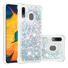 Silicone Candy Rubber TPU Bling-Bling Soft Case Cover S01 for Samsung Galaxy A20 Silver