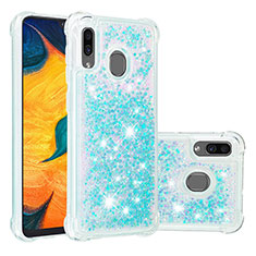 Silicone Candy Rubber TPU Bling-Bling Soft Case Cover S01 for Samsung Galaxy A20 Sky Blue
