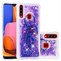 Silicone Candy Rubber TPU Bling-Bling Soft Case Cover S01 for Samsung Galaxy A20s Purple