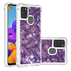 Silicone Candy Rubber TPU Bling-Bling Soft Case Cover S01 for Samsung Galaxy A21s Purple