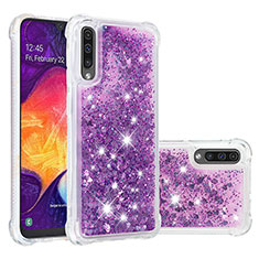 Silicone Candy Rubber TPU Bling-Bling Soft Case Cover S01 for Samsung Galaxy A50 Purple