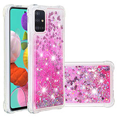 Silicone Candy Rubber TPU Bling-Bling Soft Case Cover S01 for Samsung Galaxy A51 4G Hot Pink