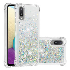 Silicone Candy Rubber TPU Bling-Bling Soft Case Cover S01 for Samsung Galaxy M02 Silver