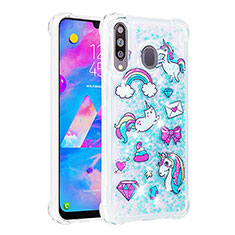 Silicone Candy Rubber TPU Bling-Bling Soft Case Cover S01 for Samsung Galaxy M30 Sky Blue