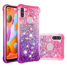 Silicone Candy Rubber TPU Bling-Bling Soft Case Cover S02 for Samsung Galaxy A11 Hot Pink