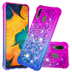 Silicone Candy Rubber TPU Bling-Bling Soft Case Cover S02 for Samsung Galaxy A20 Purple