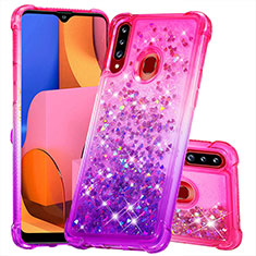 Silicone Candy Rubber TPU Bling-Bling Soft Case Cover S02 for Samsung Galaxy A20s Hot Pink