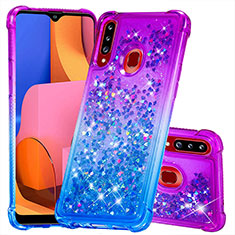 Silicone Candy Rubber TPU Bling-Bling Soft Case Cover S02 for Samsung Galaxy A20s Purple