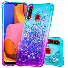 Silicone Candy Rubber TPU Bling-Bling Soft Case Cover S02 for Samsung Galaxy A20s Sky Blue