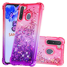 Silicone Candy Rubber TPU Bling-Bling Soft Case Cover S02 for Samsung Galaxy A21 European Hot Pink