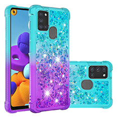 Silicone Candy Rubber TPU Bling-Bling Soft Case Cover S02 for Samsung Galaxy A21s Sky Blue