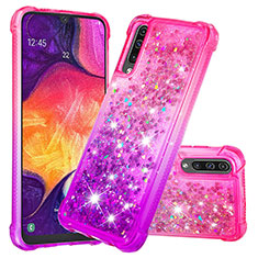 Silicone Candy Rubber TPU Bling-Bling Soft Case Cover S02 for Samsung Galaxy A50 Hot Pink