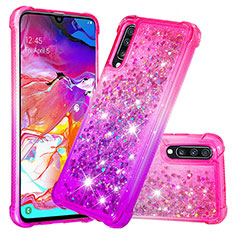 Silicone Candy Rubber TPU Bling-Bling Soft Case Cover S02 for Samsung Galaxy A70 Hot Pink