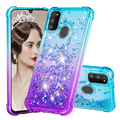 Silicone Candy Rubber TPU Bling-Bling Soft Case Cover S02 for Samsung Galaxy M21 Sky Blue