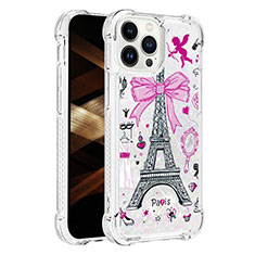 Silicone Candy Rubber TPU Bling-Bling Soft Case Cover S03 for Apple iPhone 13 Pro Rose Gold