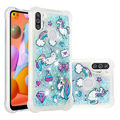 Silicone Candy Rubber TPU Bling-Bling Soft Case Cover S03 for Samsung Galaxy A11 Sky Blue
