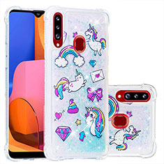 Silicone Candy Rubber TPU Bling-Bling Soft Case Cover S03 for Samsung Galaxy A20s Sky Blue