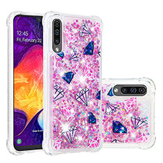 Silicone Candy Rubber TPU Bling-Bling Soft Case Cover S03 for Samsung Galaxy A50 Hot Pink