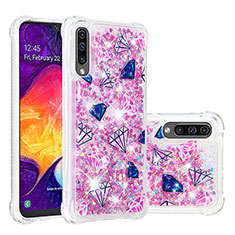 Silicone Candy Rubber TPU Bling-Bling Soft Case Cover S03 for Samsung Galaxy A50S Hot Pink