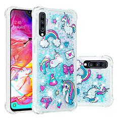 Silicone Candy Rubber TPU Bling-Bling Soft Case Cover S03 for Samsung Galaxy A70 Sky Blue