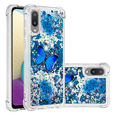 Silicone Candy Rubber TPU Bling-Bling Soft Case Cover S03 for Samsung Galaxy M02 Blue