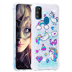 Silicone Candy Rubber TPU Bling-Bling Soft Case Cover S03 for Samsung Galaxy M21 Sky Blue