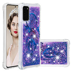 Silicone Candy Rubber TPU Bling-Bling Soft Case Cover S03 for Samsung Galaxy S20 5G Purple