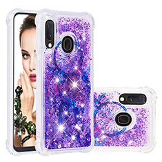 Silicone Candy Rubber TPU Bling-Bling Soft Case Cover S04 for Samsung Galaxy A20e Purple