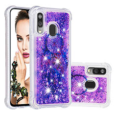 Silicone Candy Rubber TPU Bling-Bling Soft Case Cover S04 for Samsung Galaxy A40 Purple