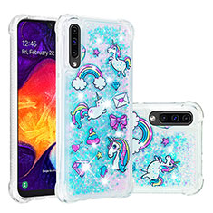 Silicone Candy Rubber TPU Bling-Bling Soft Case Cover S04 for Samsung Galaxy A50 Sky Blue